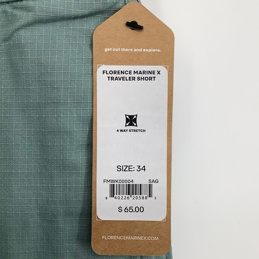 NEW! Florence Marine X Size 34 Traveler Short Sage Green Swim $65 msrp A20-1 - Picture 9 of 10